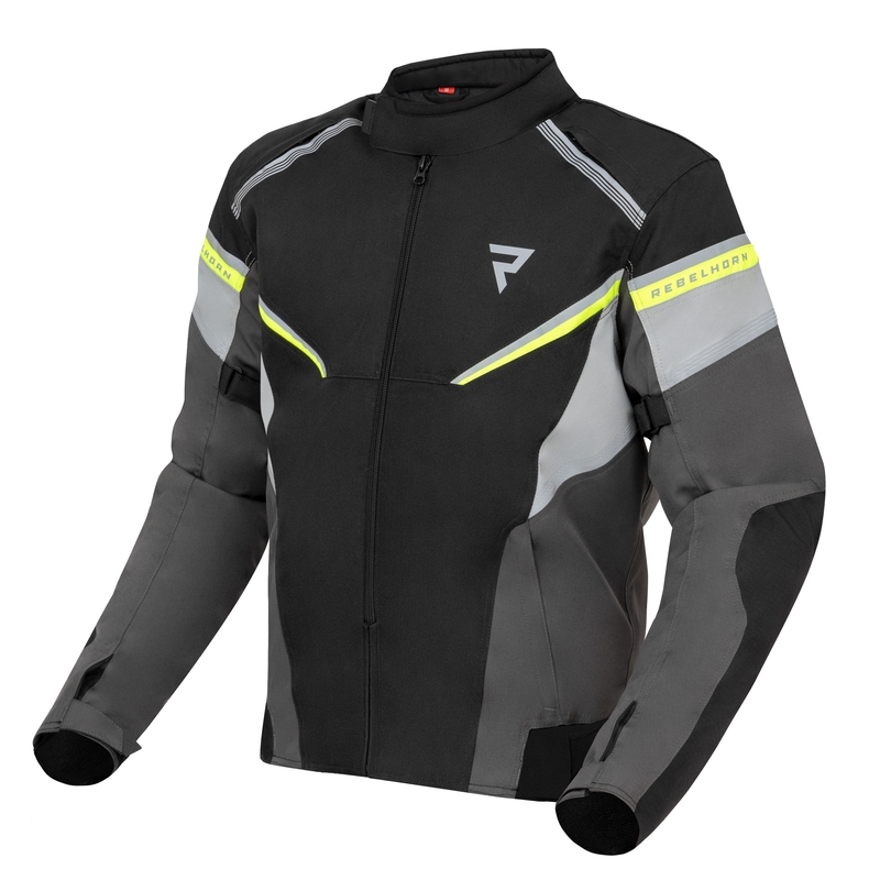 Veste de moto Rebelhorn Spark noir-gris-jaune fluo soldes