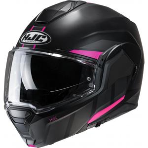 HJC i100 Beis MC8SF casque de moto noir et rose à visière relevable