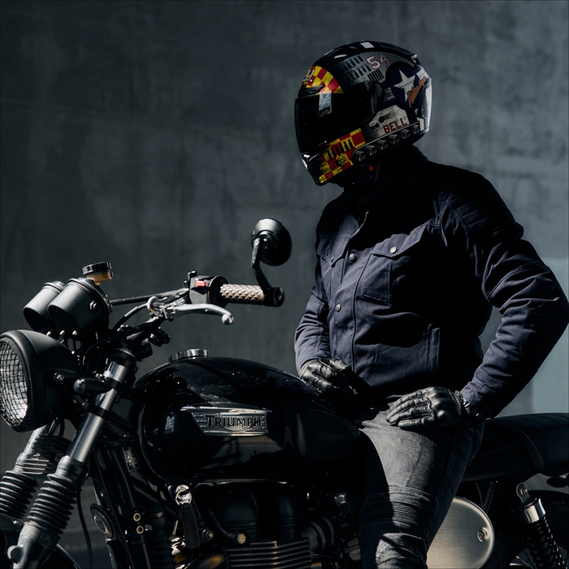Veste de moto bleu foncé Rebelhorn Hunter soldes