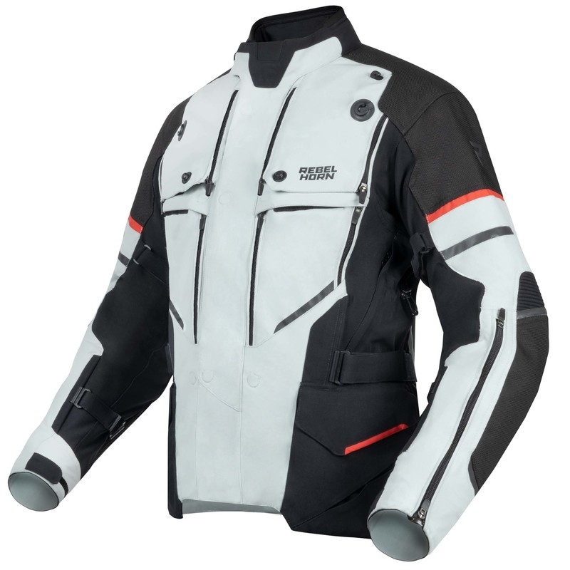 Veste de moto Rebelhorn Range gris-noir-rouge