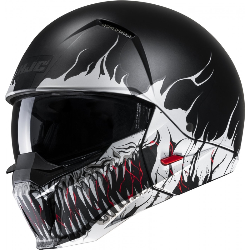 Casque ouvert avec masque HJC i20 Scraw MC5SF rouge-blanc-noir soldes