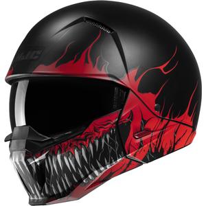 Casque ouvert avec masque HJC i20 Scraw MC1SF blanc-rouge-noir