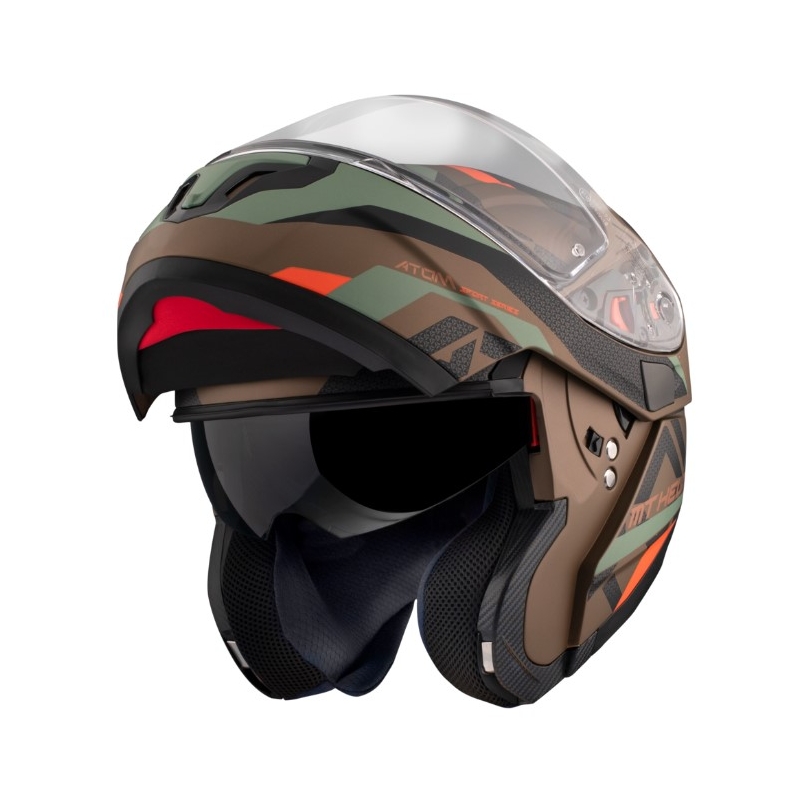 Casque moto MT Atom SV Skill A9 noir-vert-marron soldes