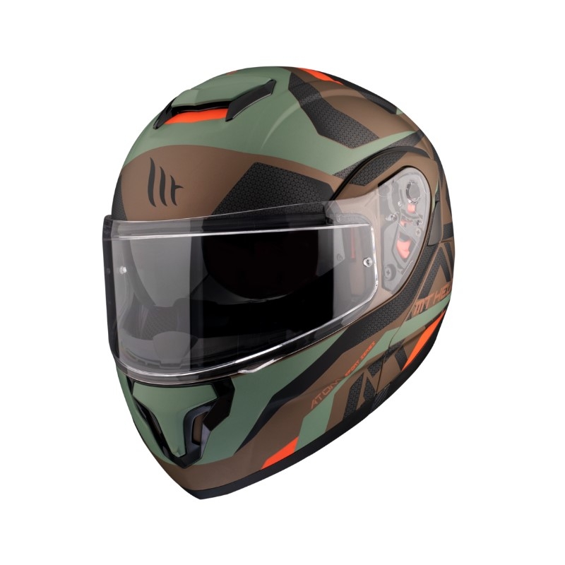 Casque moto MT Atom SV Skill A9 noir-vert-marron soldes