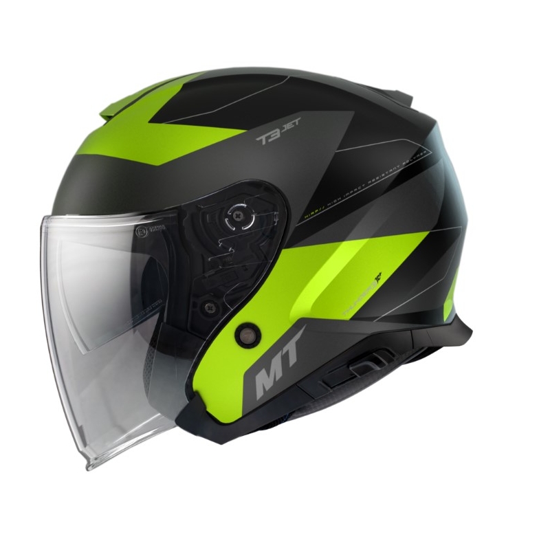 MT Thunder 3 SV Jet Cooper Noir-Gris-Jaune fluo Casque moto ouvert soldes