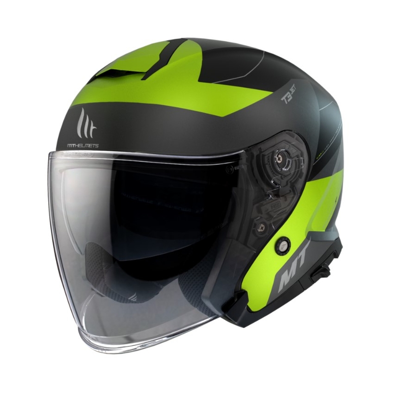 MT Thunder 3 SV Jet Cooper Noir-Gris-Jaune fluo Casque moto ouvert soldes