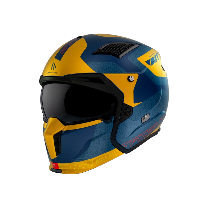 Casque ouvert avec masque MT Streetfighter SV Totem C3 bleu-jaune