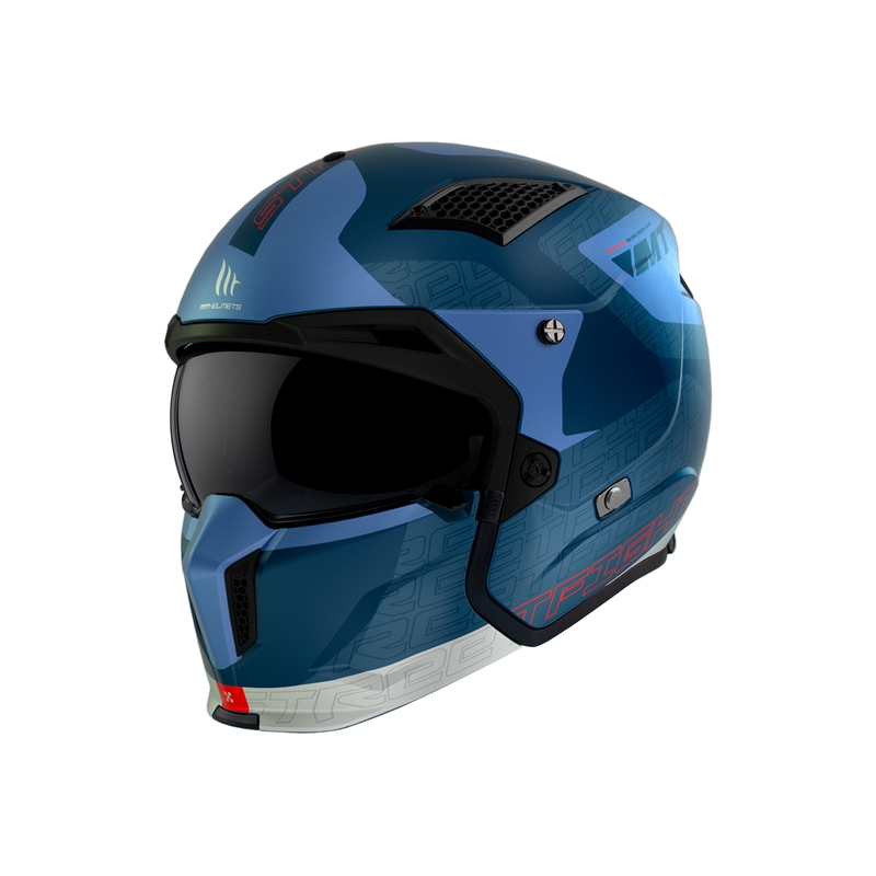 Casque ouvert avec masque MT Streetfighter SV Totem C17 blanc-bleu