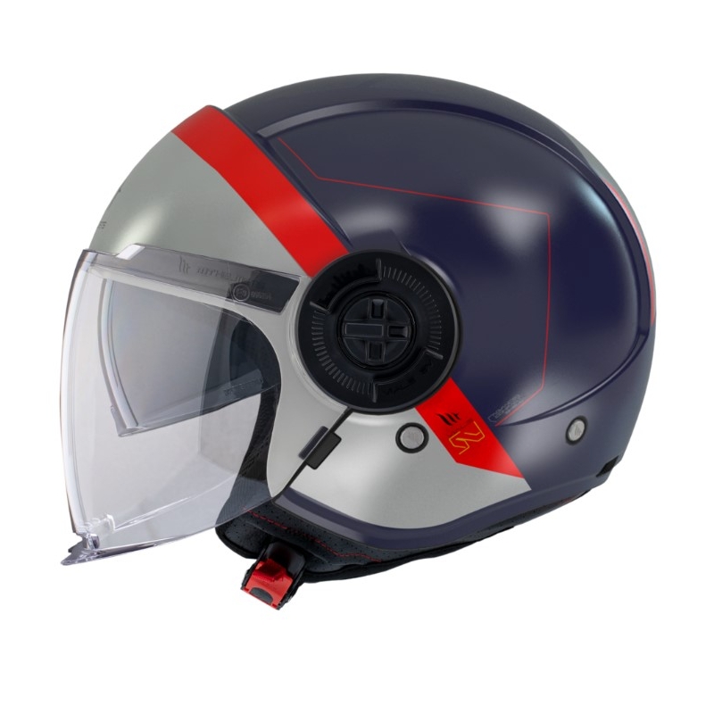 Casque moto ouvert MT Viale SV 68 Units D7 gris-rouge-bleu