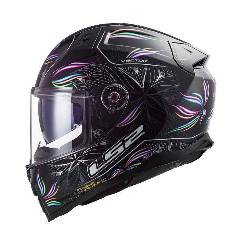 Casque moto intégral LS2 FF811 Vector II Tropical blanc-violet-noir