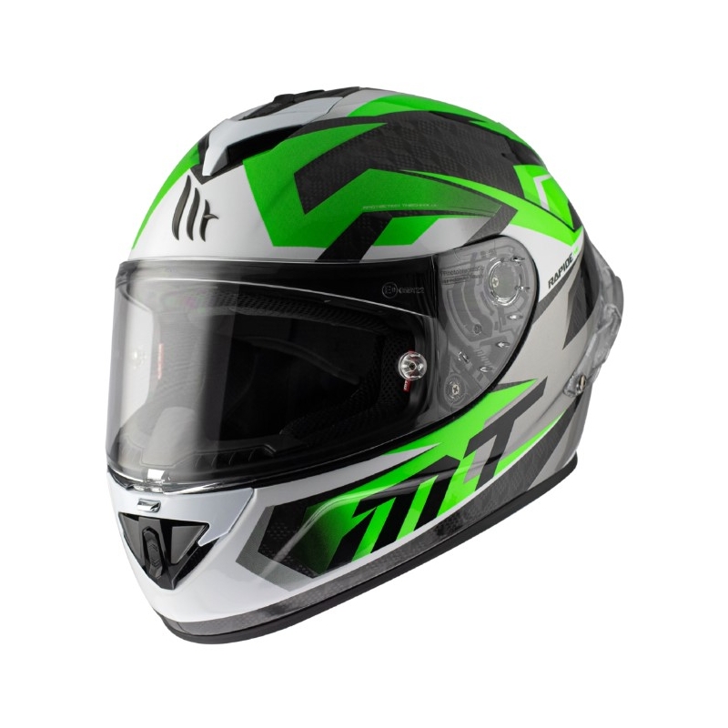 Casque moto intégral MT Rapide Pro Fugaz A6 noir-gris-blanc-vert vente soldes