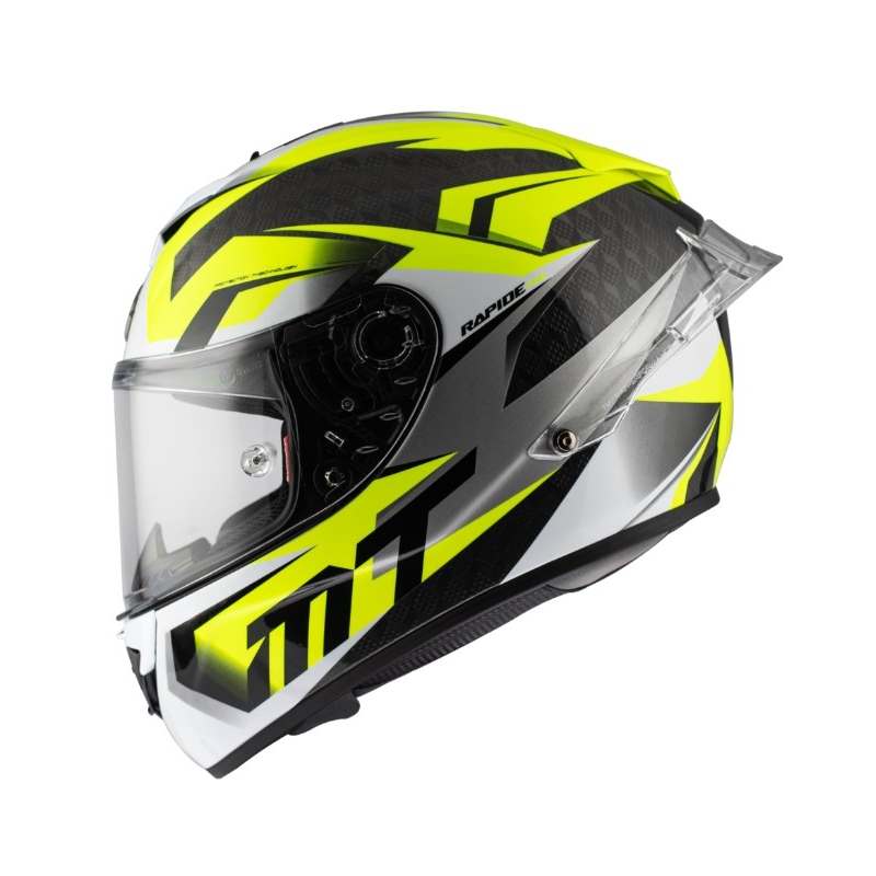 Casque moto intégral MT Rapide Pro Fugaz D3 noir-gris-blanc-jaune fluo
