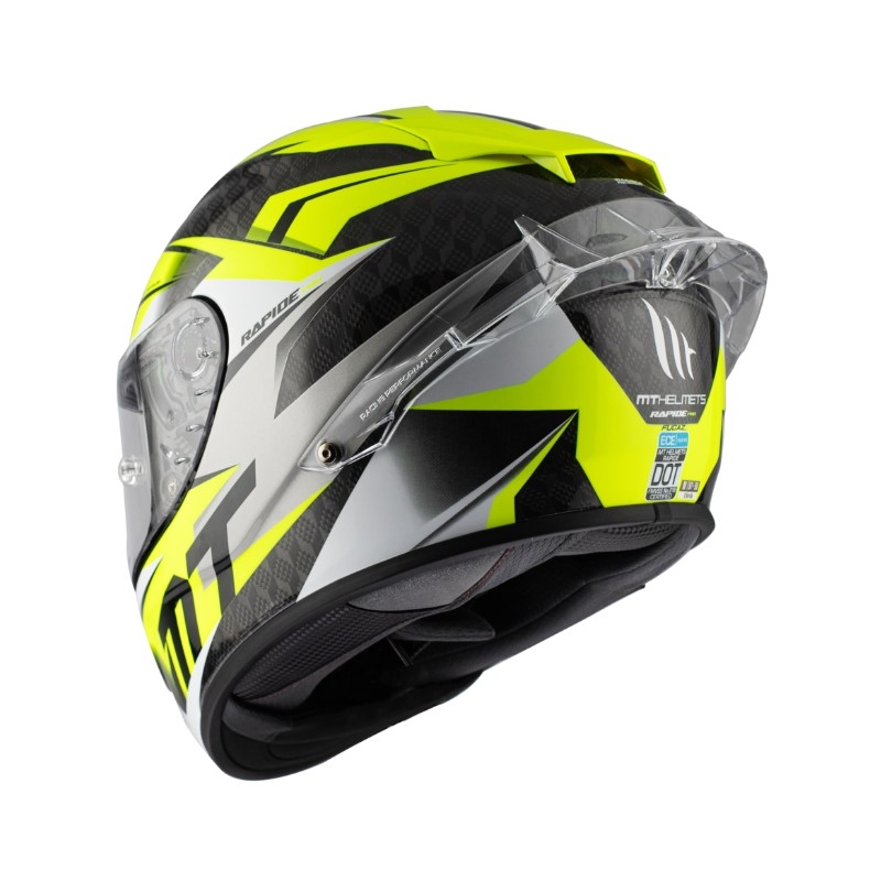 Casque moto intégral MT Rapide Pro Fugaz D3 noir-gris-blanc-jaune fluo