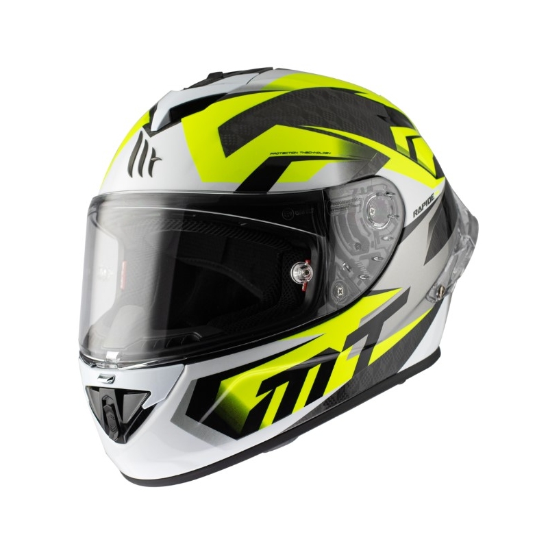 Casque moto intégral MT Rapide Pro Fugaz D3 noir-gris-blanc-jaune fluo