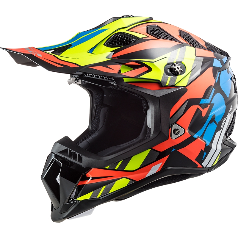 Casque motocross LS2 MX700 Subverter Rascal noir-bleu-orange-jaune fluo