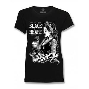 T-shirt noir pour femmes avec cœur Pin Up Shake noir