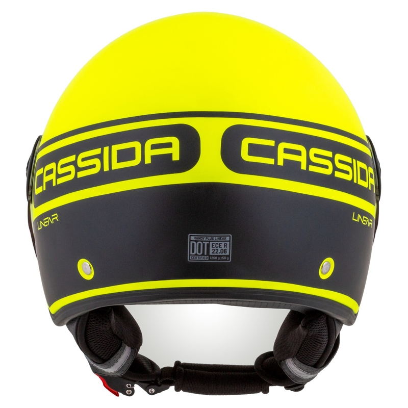 Casque de moto ouvert Cassida Handy Plus Linear jaune fluo et noir