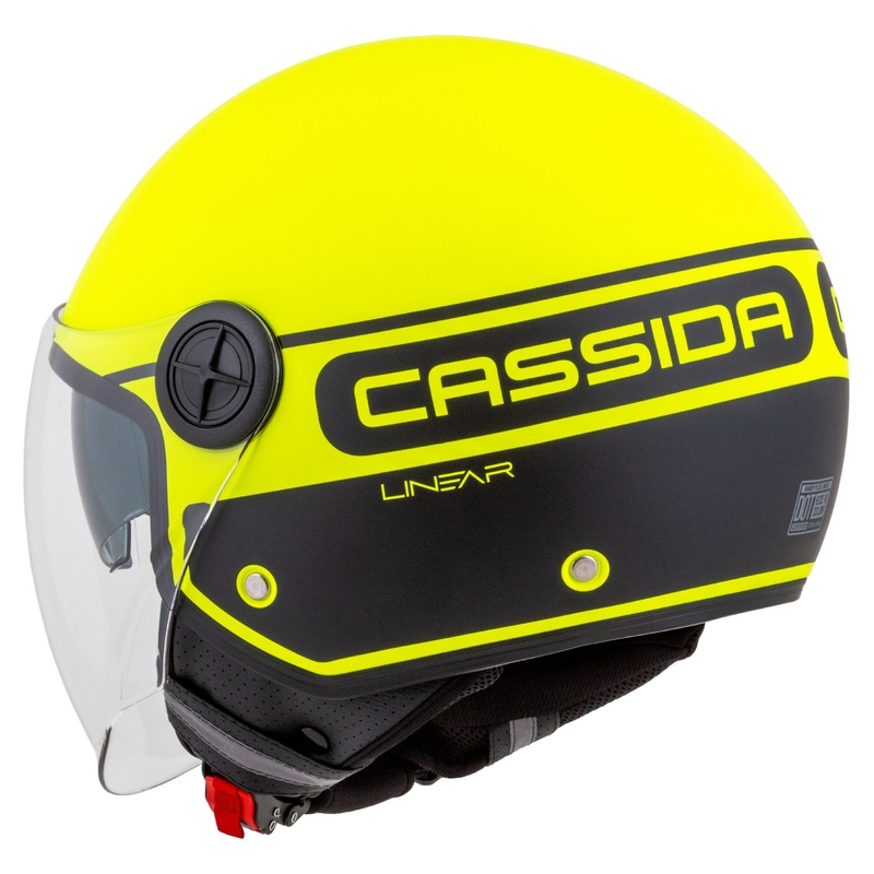 Casque de moto ouvert Cassida Handy Plus Linear jaune fluo et noir