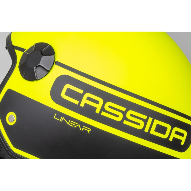 Casque de moto ouvert Cassida Handy Plus Linear jaune fluo et noir