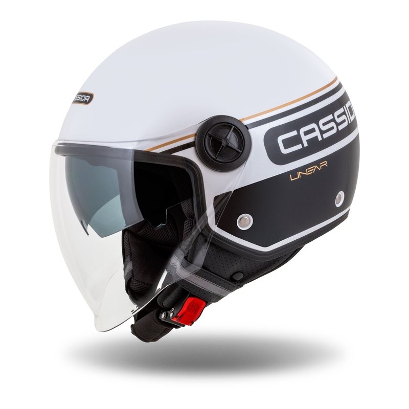Cassida Handy Plus Casque de moto ouvert linéaire blanc-noir-or