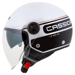 Cassida Handy Plus Casque de moto ouvert linéaire blanc-noir-or