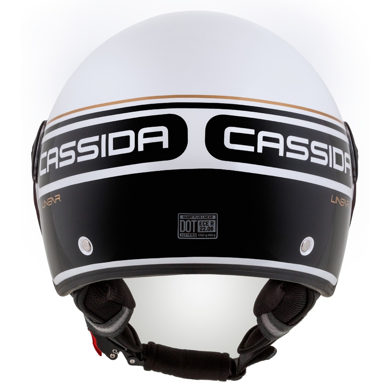 Cassida Handy Plus Casque de moto ouvert linéaire blanc-noir-or