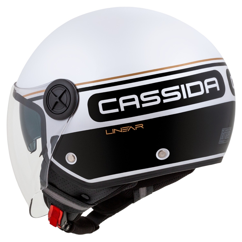 Cassida Handy Plus Casque de moto ouvert linéaire blanc-noir-or