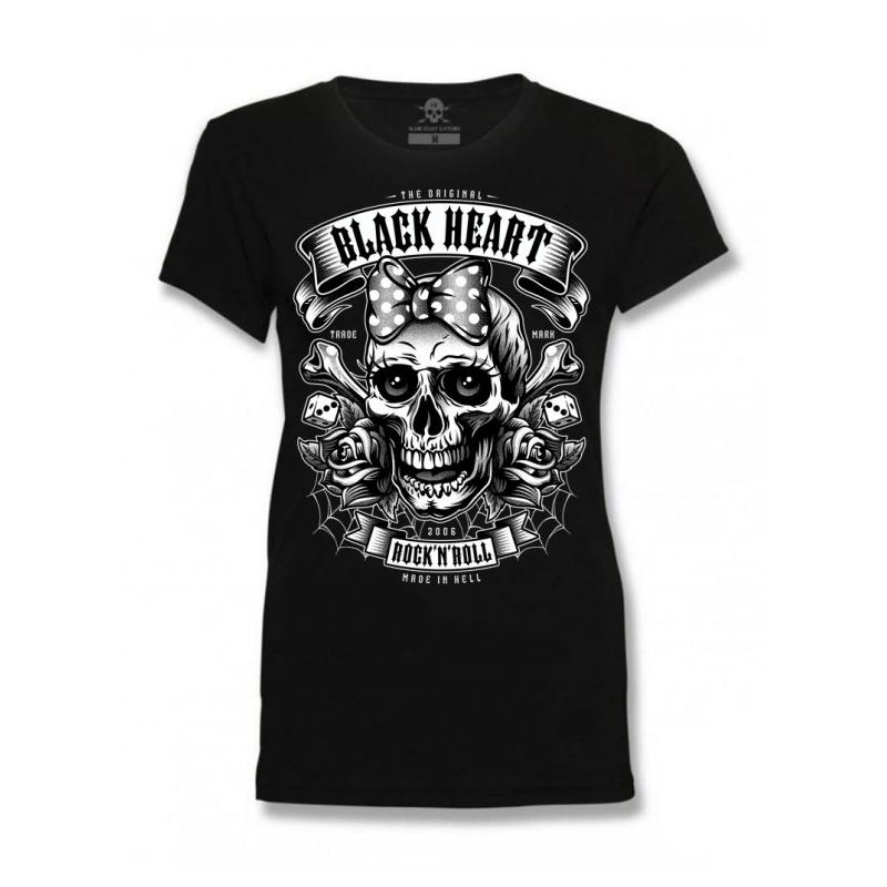 T-shirt noir Heart Miss Murder pour femmes noir