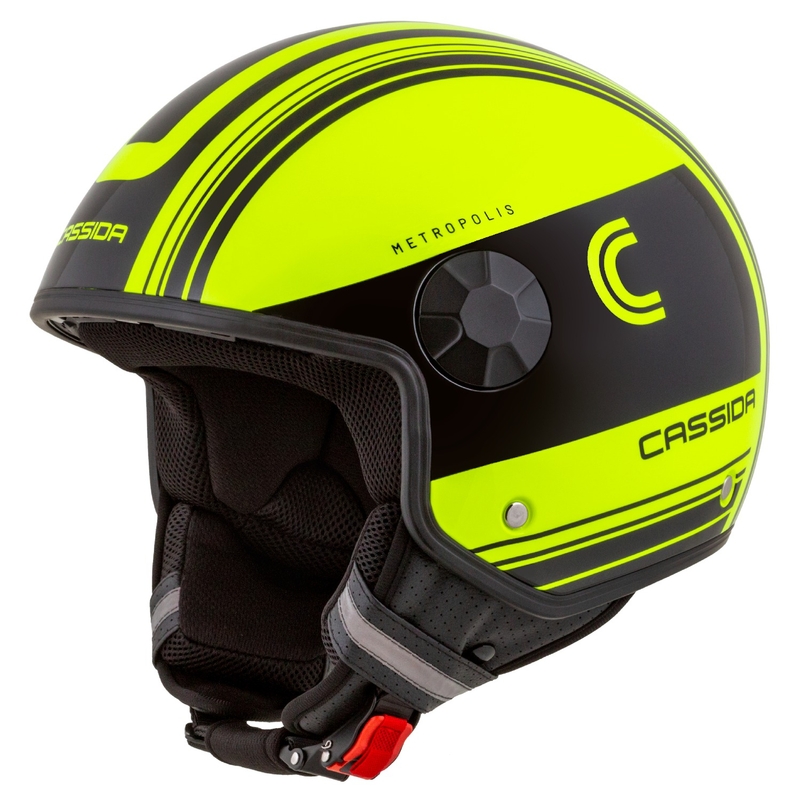 Casque de moto ouvert Cassida Handy Metropolis Safety jaune fluo-noir-gris réfléchissant