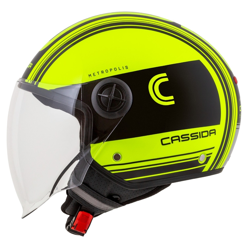 Casque de moto ouvert Cassida Handy Metropolis Safety jaune fluo-noir-gris réfléchissant