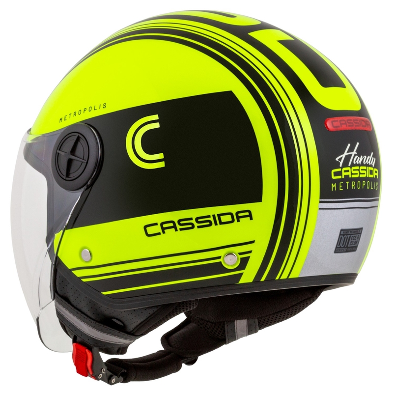 Casque de moto ouvert Cassida Handy Metropolis Safety jaune fluo-noir-gris réfléchissant