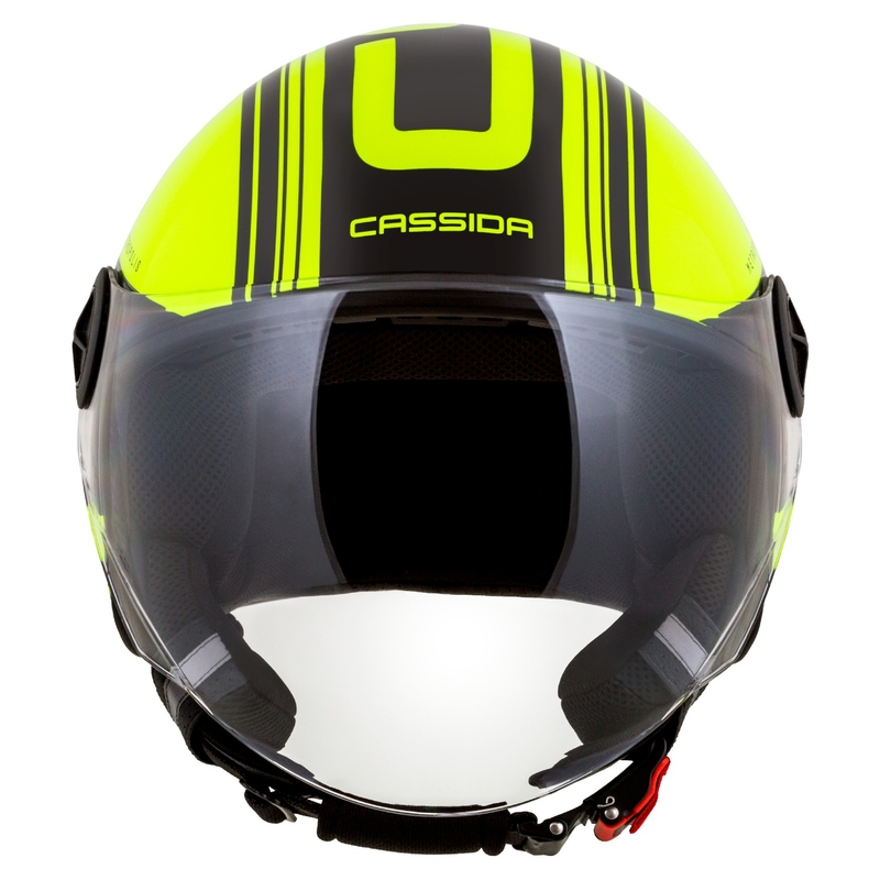 Casque de moto ouvert Cassida Handy Metropolis Safety jaune fluo-noir-gris réfléchissant