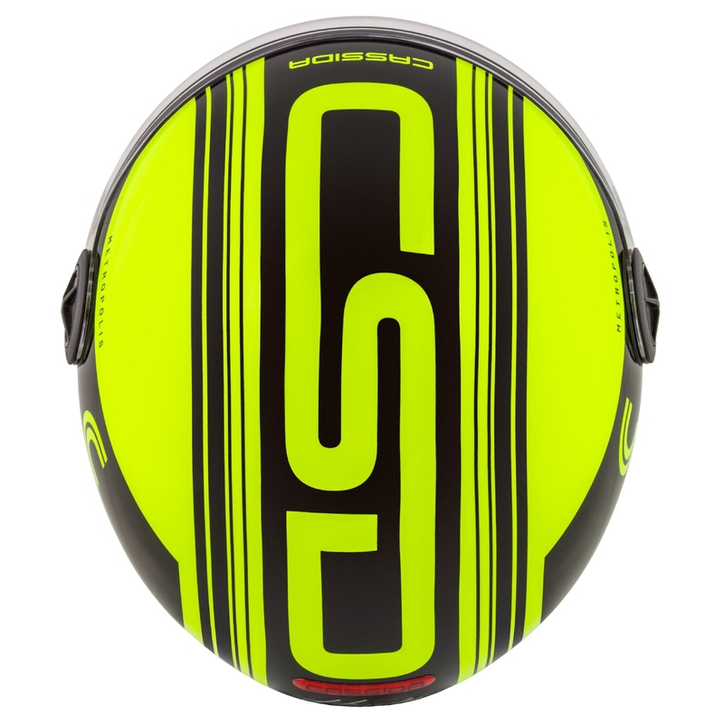 Casque de moto ouvert Cassida Handy Metropolis Safety jaune fluo-noir-gris réfléchissant