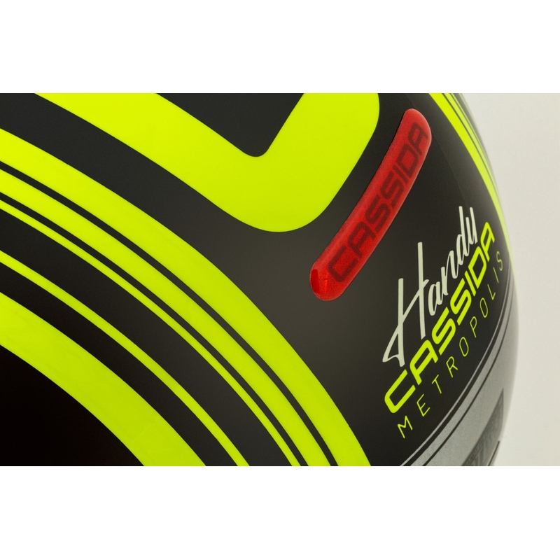 Casque de moto ouvert Cassida Handy Metropolis Safety jaune fluo-noir-gris réfléchissant