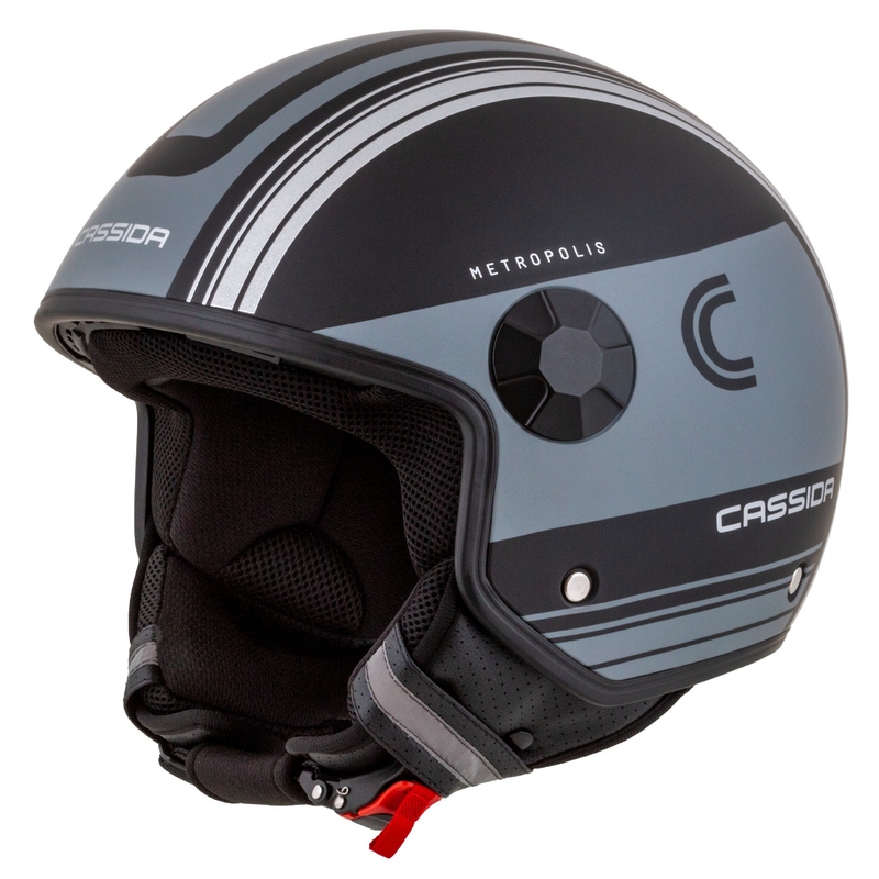Cassida Handy Metropolis Safety Open Motorcycle Helmet Noir-Reflective Grey