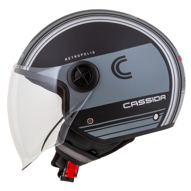 Cassida Handy Metropolis Safety Open Motorcycle Helmet Noir-Reflective Grey