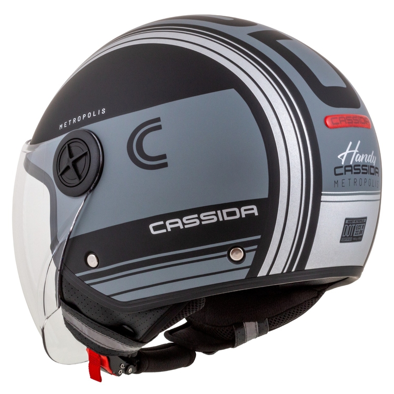 Cassida Handy Metropolis Safety Open Motorcycle Helmet Noir-Reflective Grey