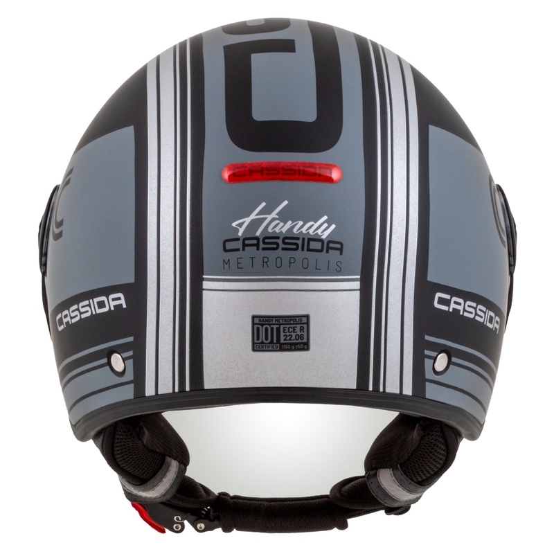 Cassida Handy Metropolis Safety Open Motorcycle Helmet Noir-Reflective Grey