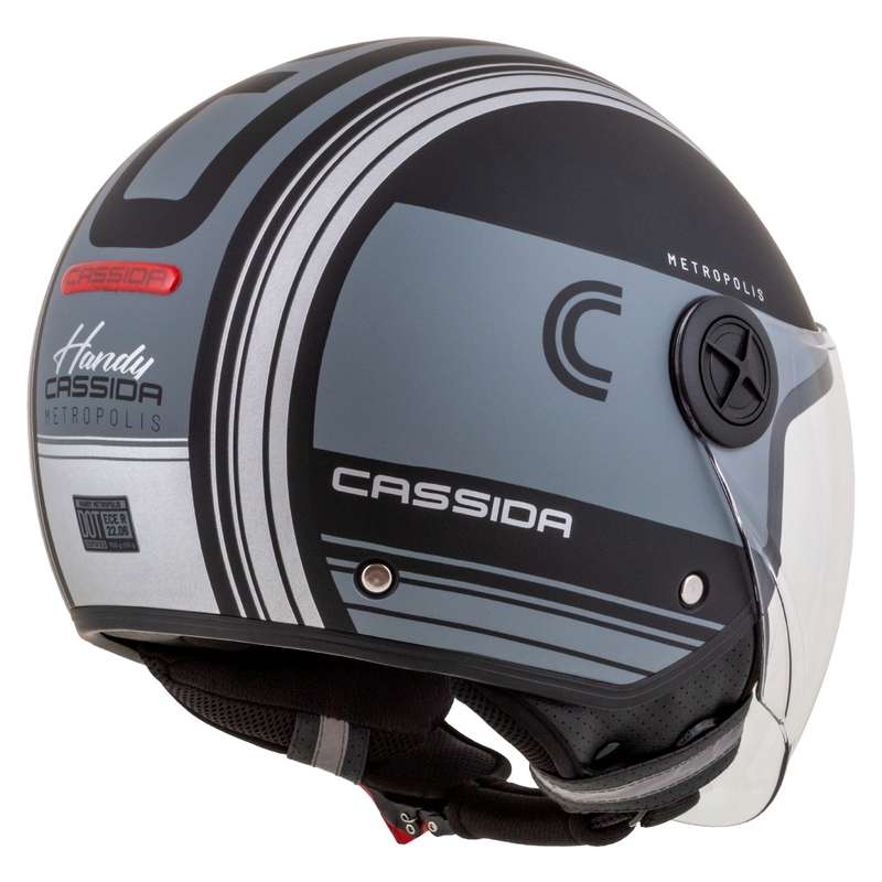 Cassida Handy Metropolis Safety Open Motorcycle Helmet Noir-Reflective Grey