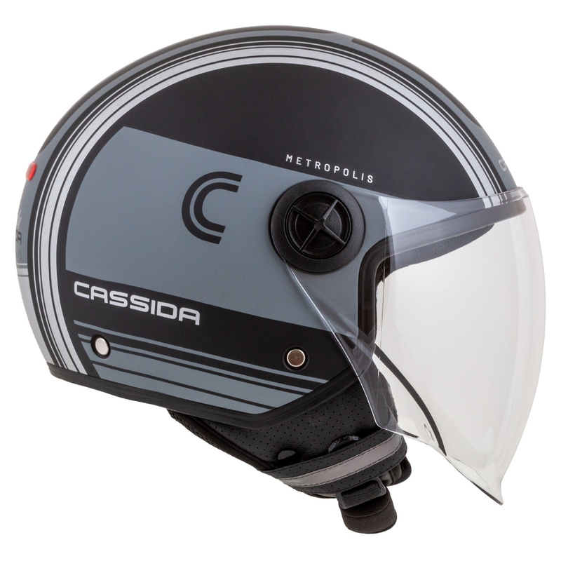 Cassida Handy Metropolis Safety Open Motorcycle Helmet Noir-Reflective Grey
