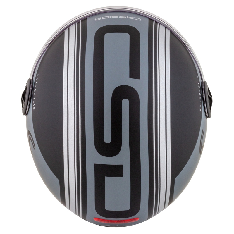 Cassida Handy Metropolis Safety Open Motorcycle Helmet Noir-Reflective Grey