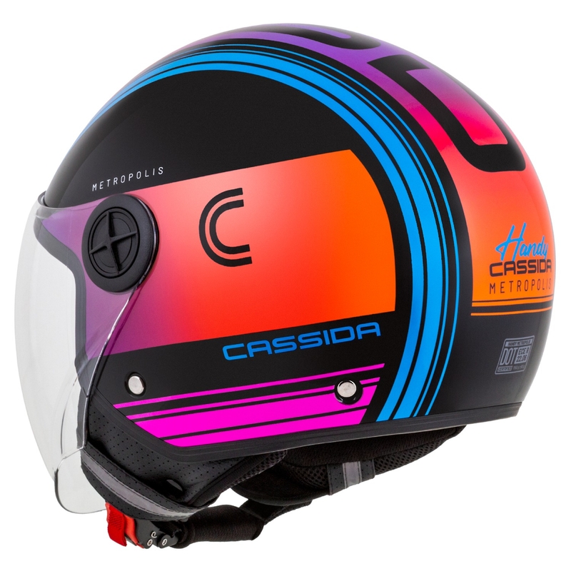 Casque moto ouvert Cassida Handy Metropolis noir-turquoise dégradé