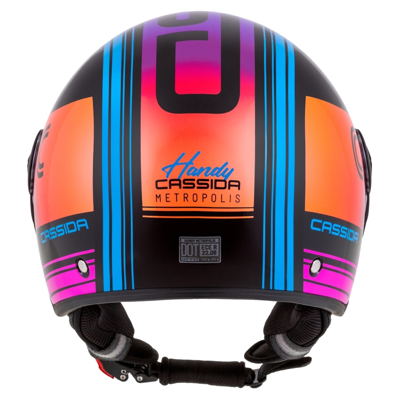 Casque moto ouvert Cassida Handy Metropolis noir-turquoise dégradé