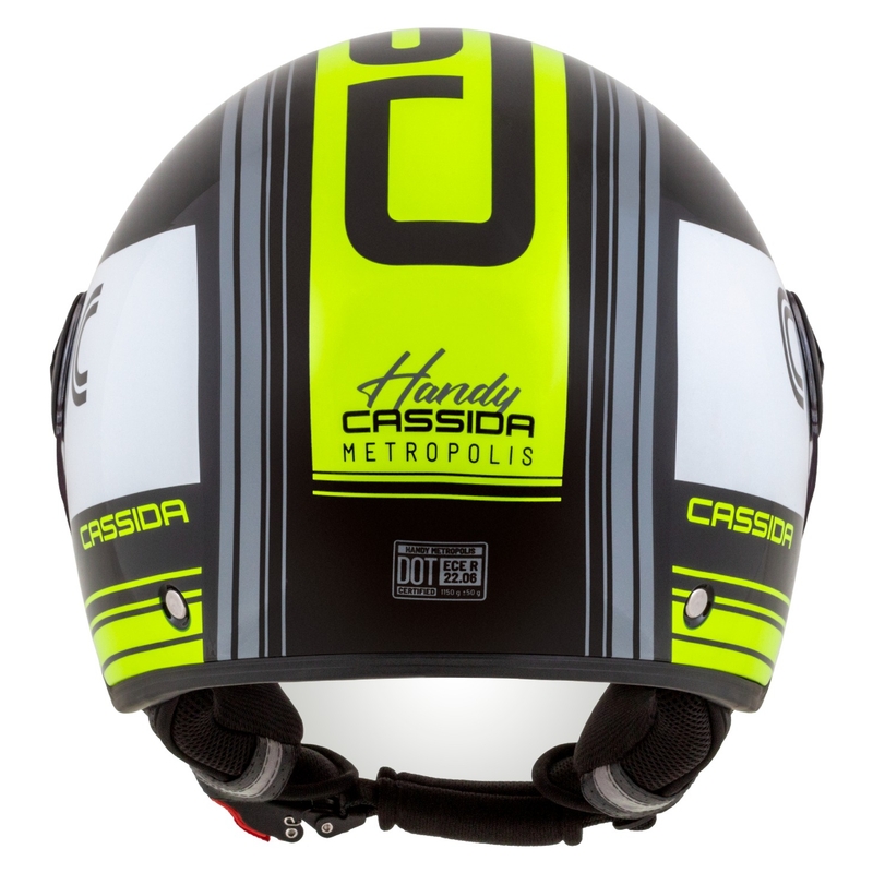 Casque moto ouvert Cassida Handy Metropolis noir-blanc-jaune fluo-gris