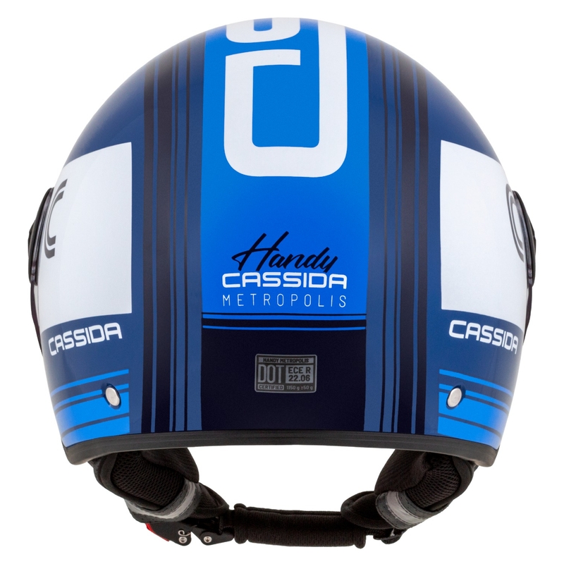 Casque moto ouvert Cassida Handy Metropolis bleu et blanc