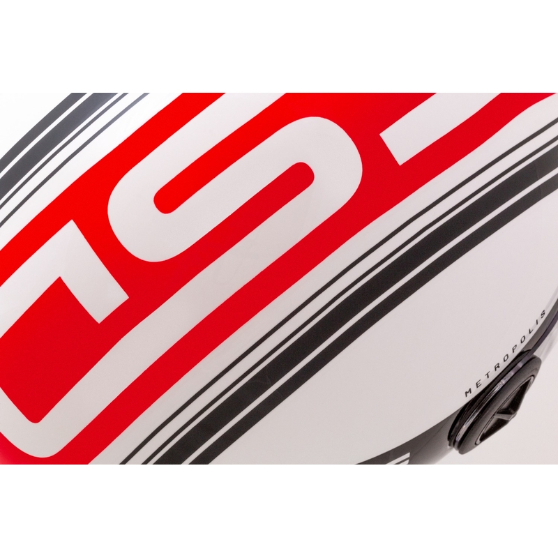Casque de moto ouvert Cassida Handy Metropolis noir-blanc-rouge