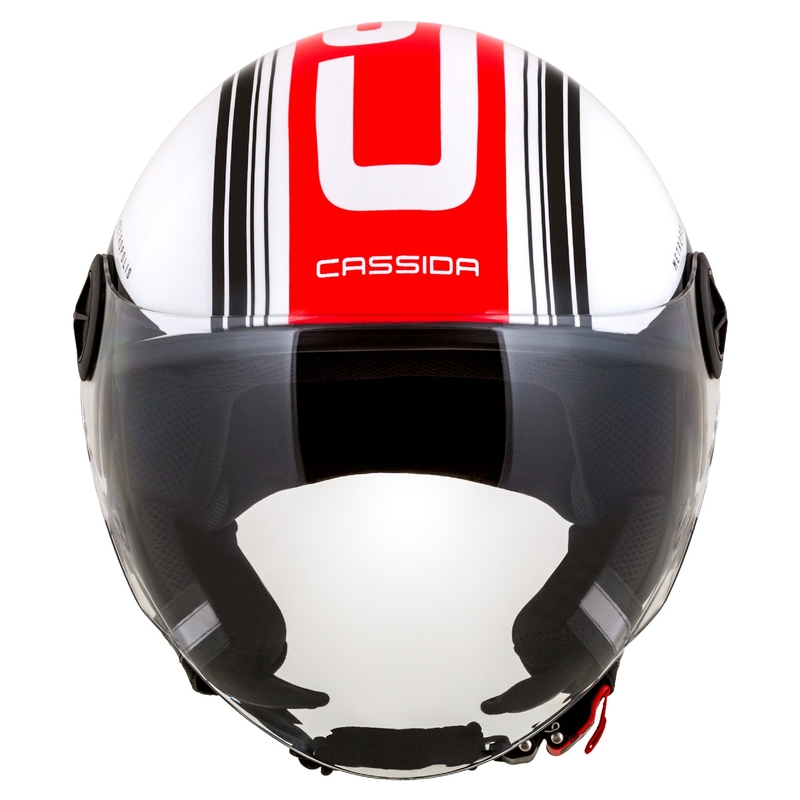 Casque de moto ouvert Cassida Handy Metropolis noir-blanc-rouge