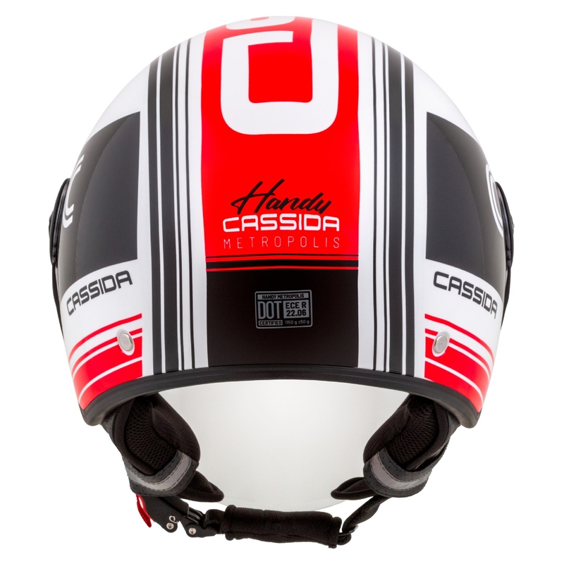 Casque de moto ouvert Cassida Handy Metropolis noir-blanc-rouge