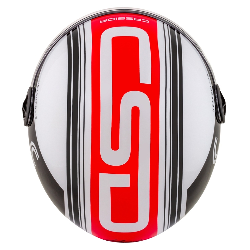 Casque de moto ouvert Cassida Handy Metropolis noir-blanc-rouge