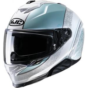 Casque moto intégral HJC i71 Sera MC2 gris-blanc-bleu